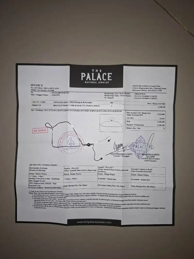 Perhiasan Emas 18K Gelang Serut The Palace 1.93gr