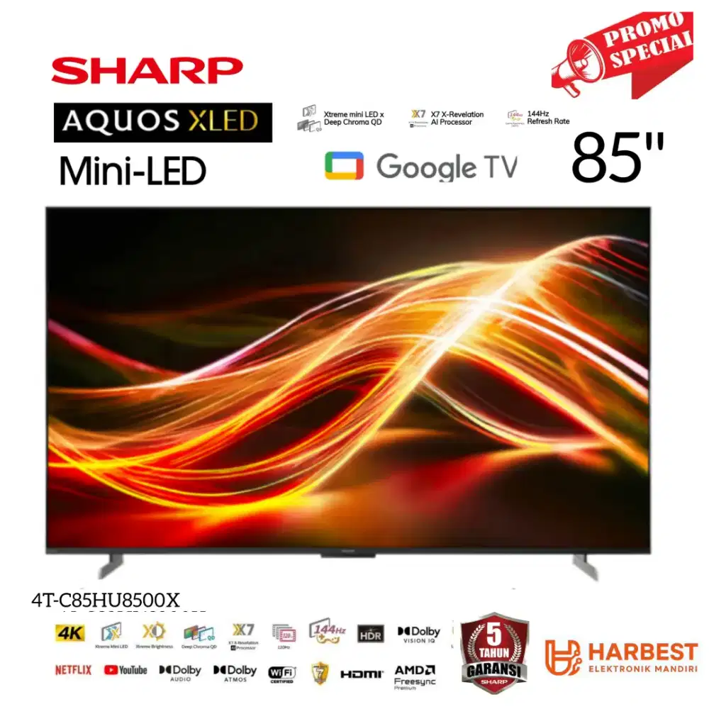 SHARP Aquos MINI LED XLED 85 Google TV 4T-C85HU8500X Dolby Atmos X7