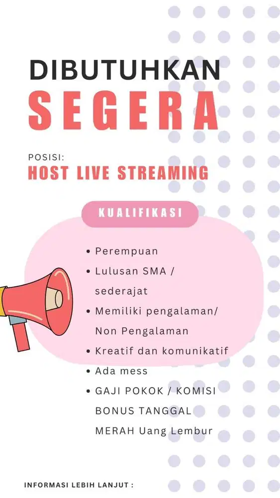 LOKER HOST LIVE WANITA PENGALAMAN DAN NON