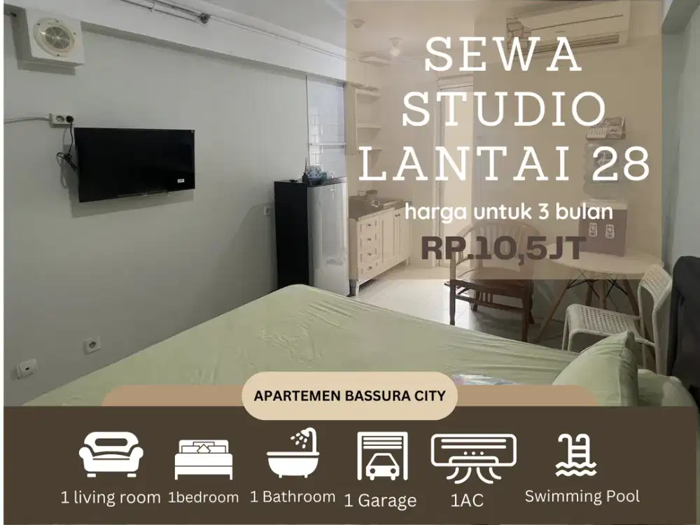 sewa studio full furnish dekat mall bassura apartemen bassura city