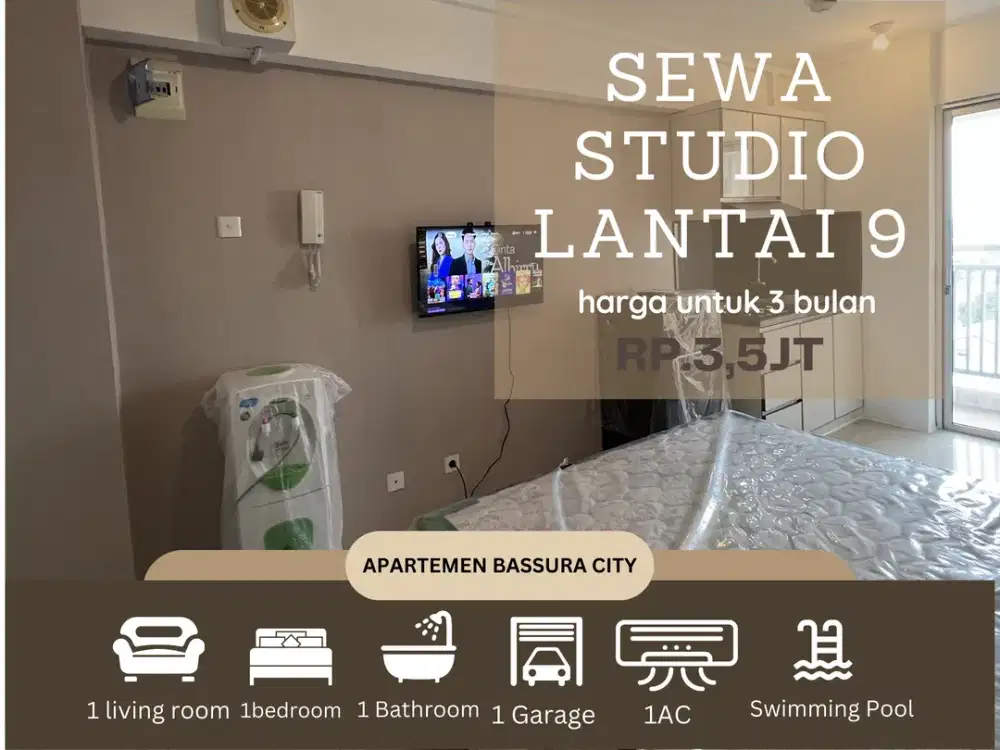 sewa studio full furnish bulanan tower terbaru apartemen bassura city