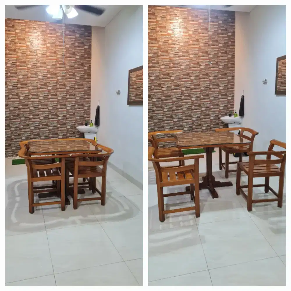 Meja makan kayu jati minimalis