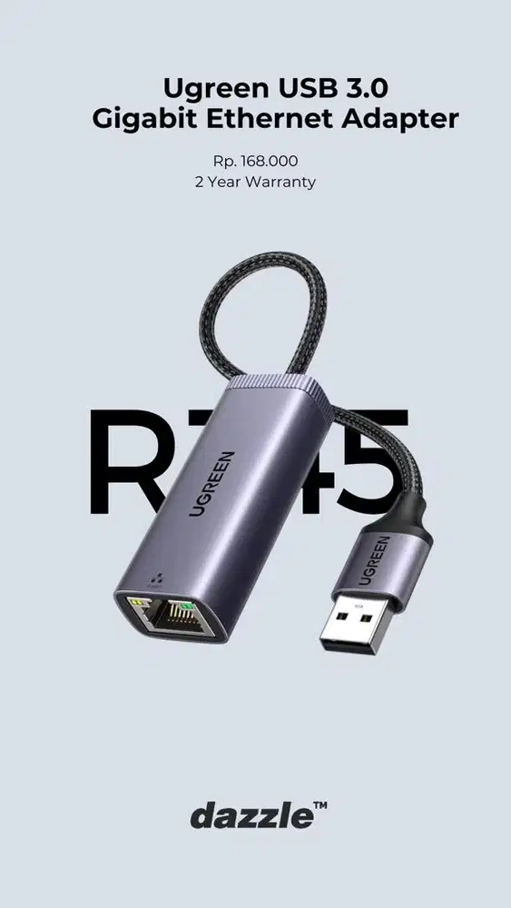 USB CONVERTER TO LAN UGREEN GARANSI 2 TAHUN