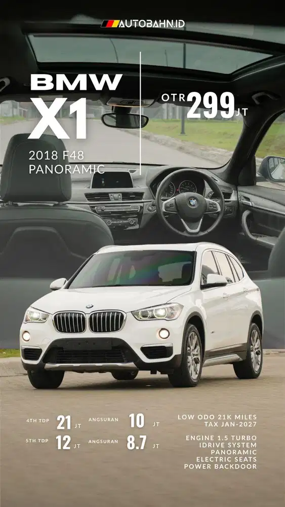 Odo Low! BMW X1 F48 XLine 2018 Panoramic White on Black