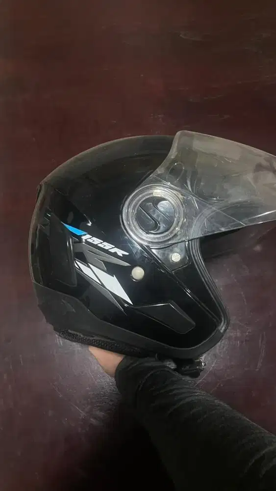 Helm yamaha basic glossy black half face