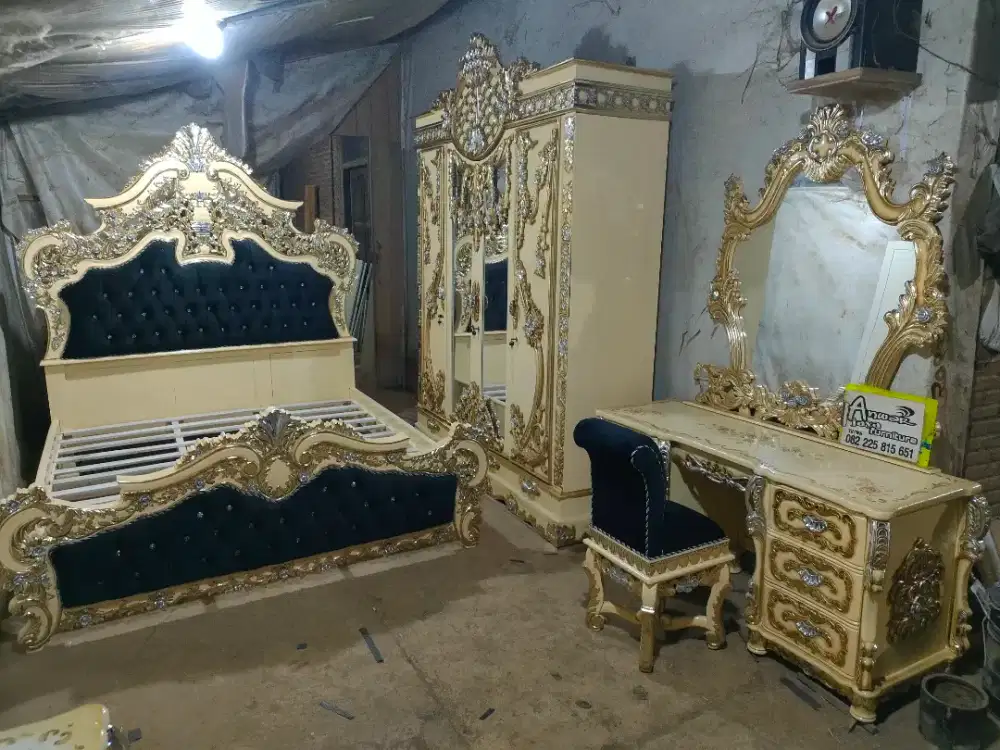 Tempat tidur dipan set kamar full kayu jati