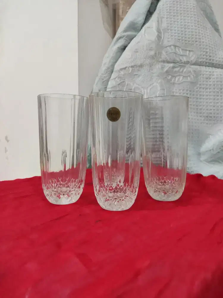 Vintage Capri Lead Crystal Clear Tumbler Glasses/Gelas kristal Capri