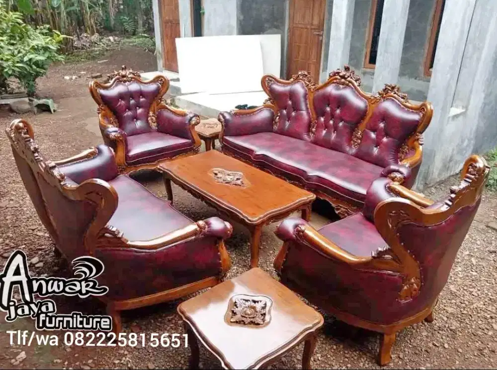 Kursi tamu sofa romawi inul full kayu jati