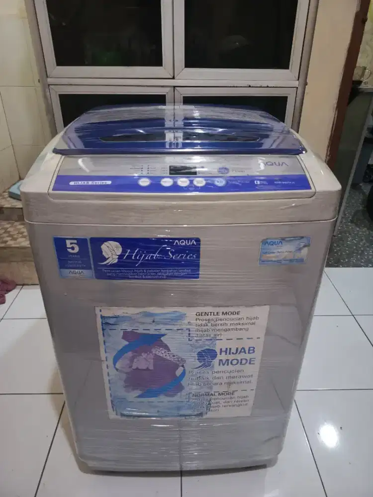 Mesin cuci 1 tabung 9kg merk aqua full otomatis belum pernah servies