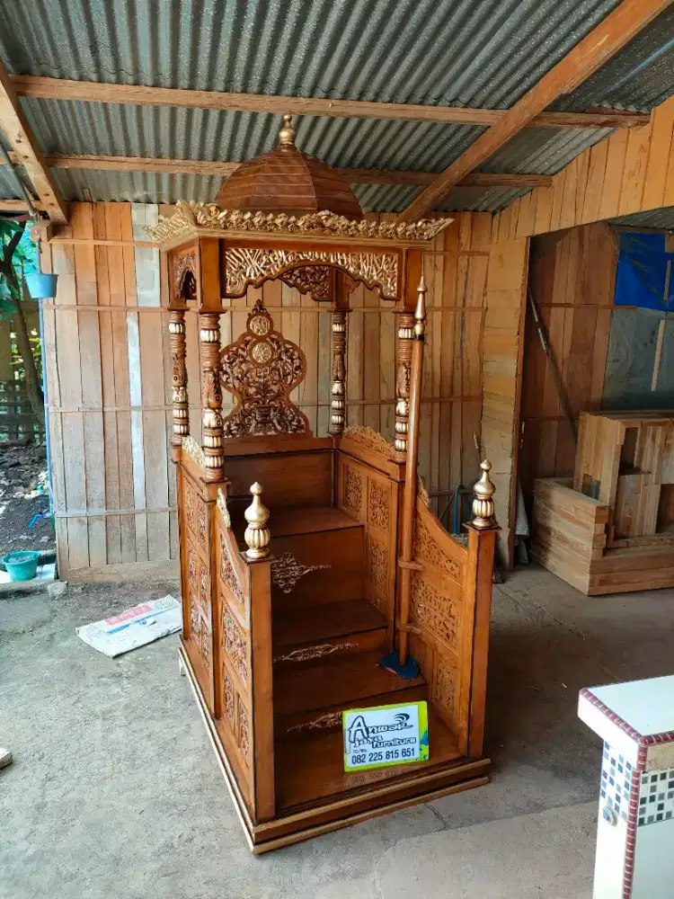 Mimbar masjid kuba full kayu jati pilihan