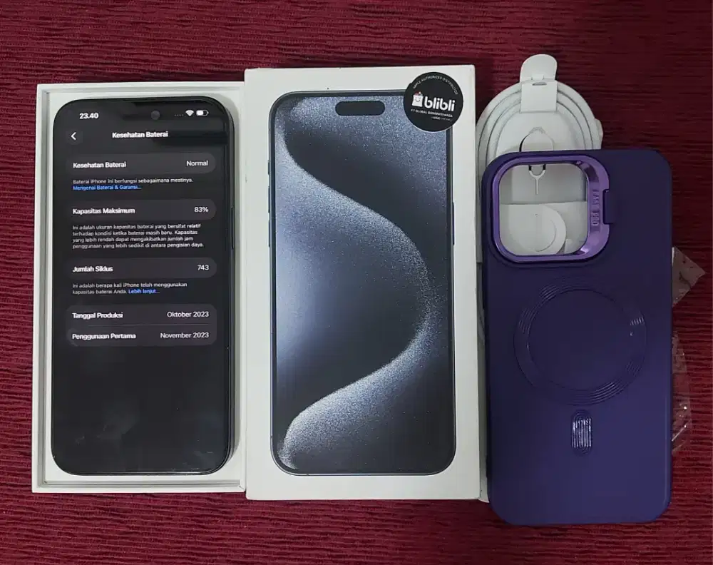 Iphone 15 pro max ex garansi resmi indonesia BH 83 Fullset ori