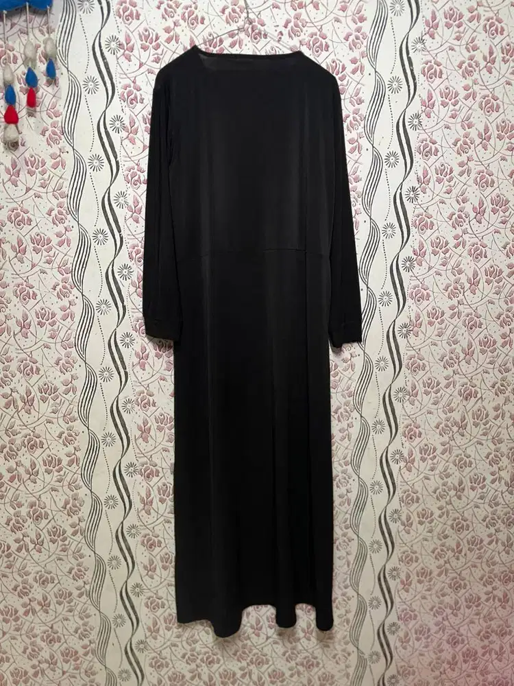 Gamis Jersey warna Hitam sesuai Gambar