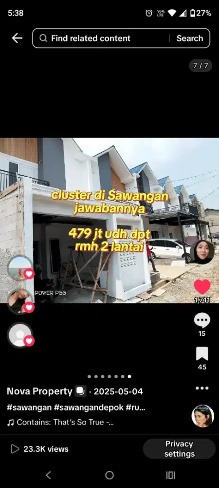 2.5jt udh bs beli rumah 2 lantai, dekat Tugu Sawangan. Cicilan 3jtan