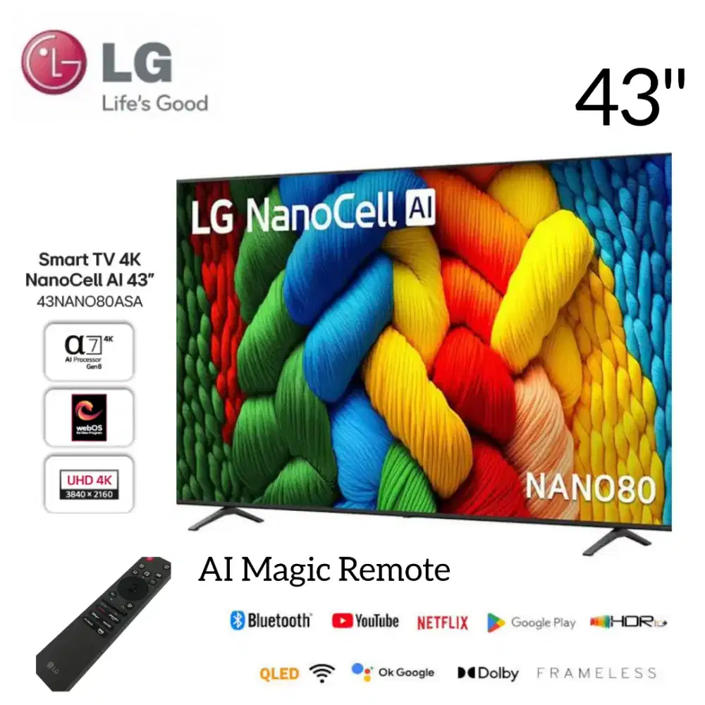 LG Nanocell AI 4K Smart TV 43 Inch Alpha 7 AI PROCESSOR 43NANO80ASA
