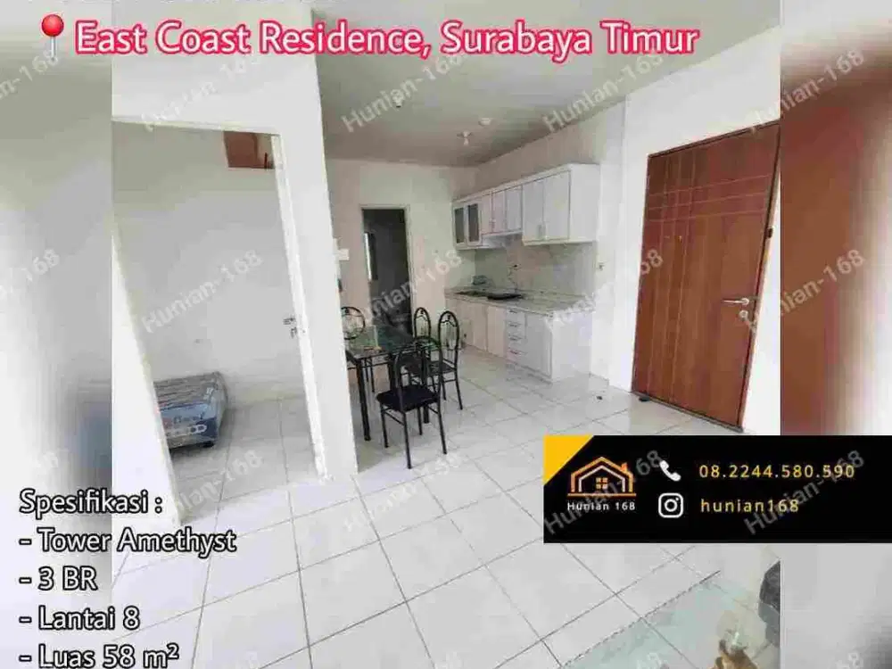 Jual Sewa Apartemen 3 BR Fully Furnished East Coast Residence Pakuwon City Educity Surabaya Timur 3BR Tower Amor Bella