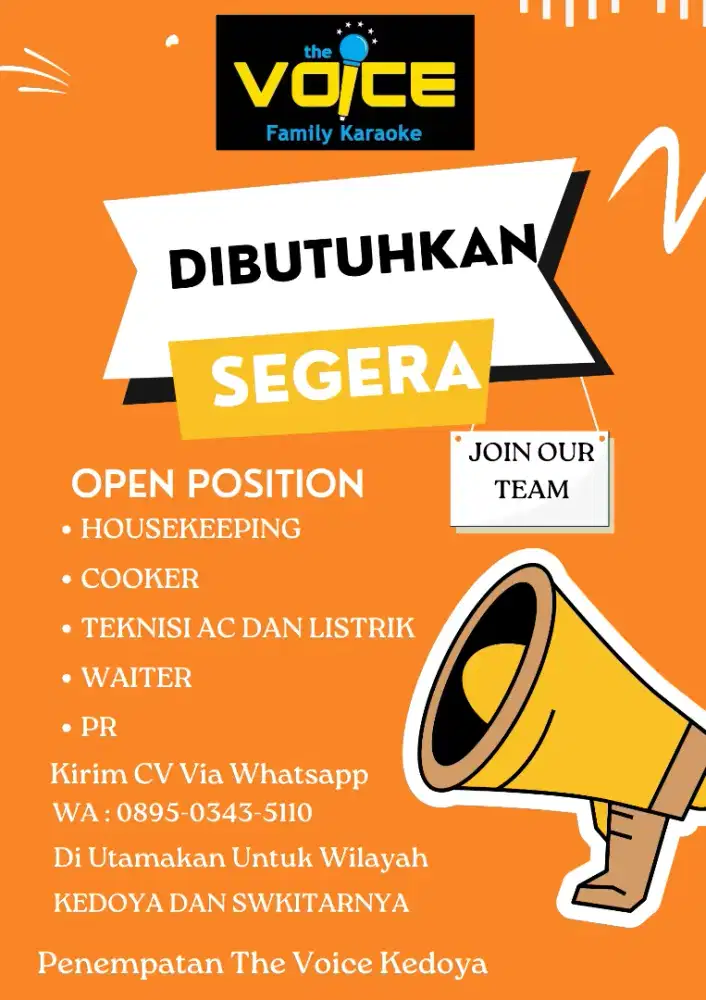 DIBUTUHKAN Waiter, Housekeeping, Teknisi dan PR
