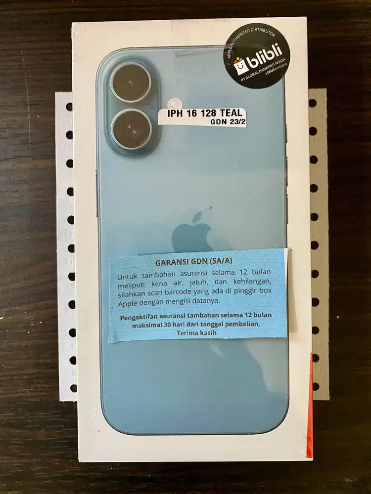 iphone 16 128gb teal resmi segel greenpeal garansi GDN blibli