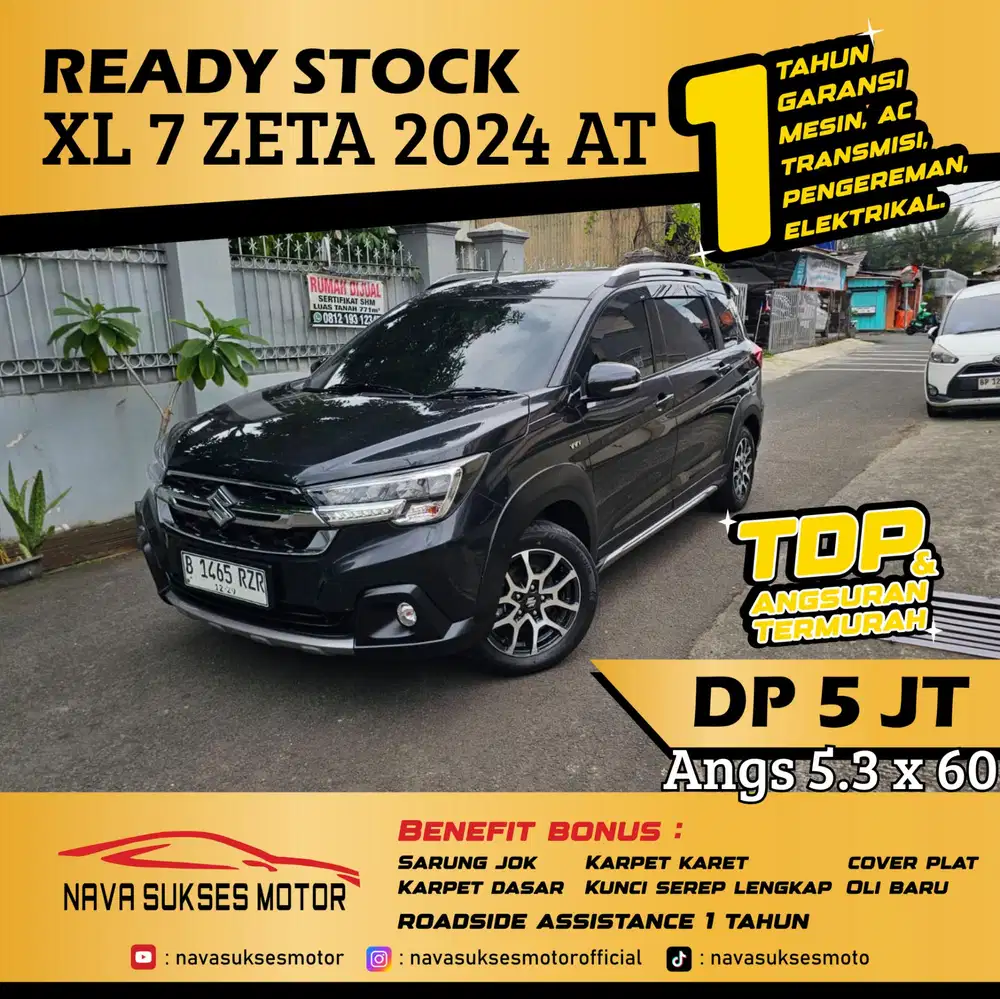 TDP 5 Jt Angs Termurah XL 7 Zeta 2024 Matic Hitam Low Km Like New