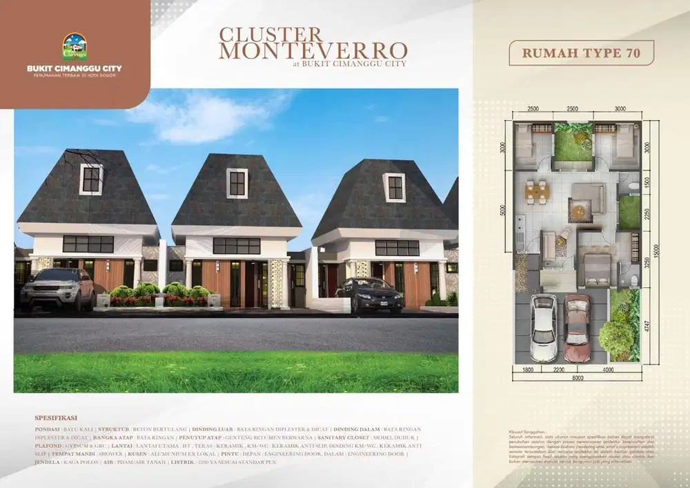 Rumah Baru 1 Lantai 3 Kamar Tidur di Bukit Cimanggu City Bogor