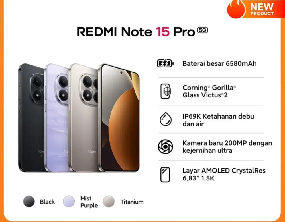 HP Xiaomi REDMI Note 15 Pro 5G BLACK RAM 12GB Memory 512GB 6800 mAh