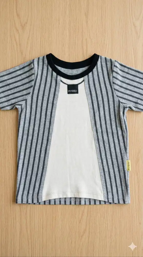 [FREE/GRATIS] Kaos Anak Piteku Garis-Garis - Berkah Ramadhan