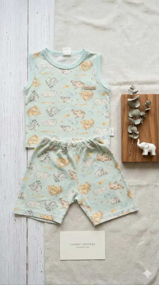 [FREE/GRATIS] Setelan Baju Singlet Anak Motif Hewan Lucu - Berkah Rama