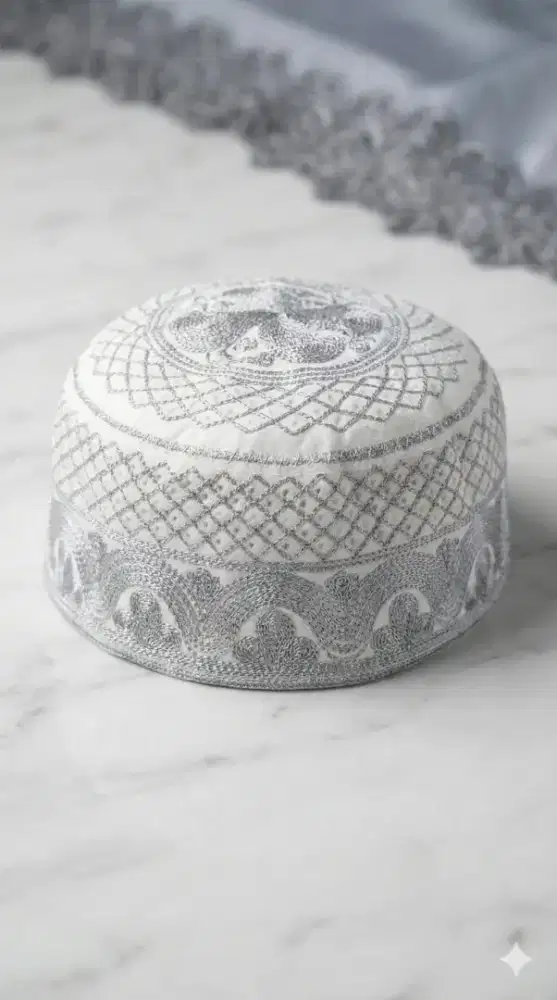 [GRATISS] Songkok putih kebiruan buat QIYAMUL LAIL