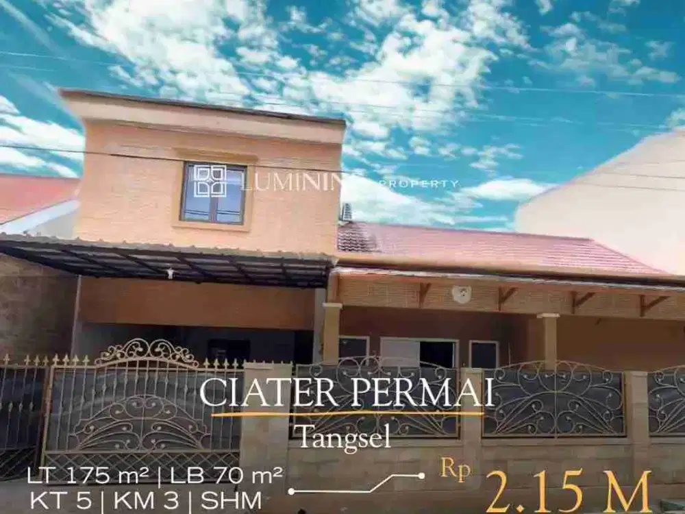 Rumah luas dijual murah,bebas banjir strategis,bisa KPR 5 menit ke Tol BSD