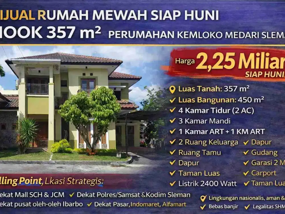 Rumah Mewah Siap Huni Hook 357 m² – Perumahan Kemloko Medari Sleman