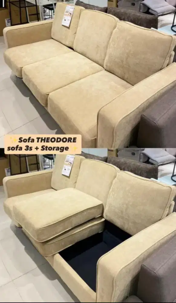 Sofa 3 seater + penyimpanan