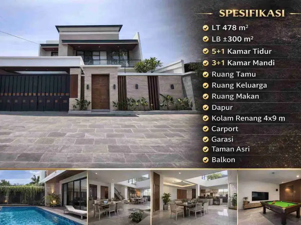 Rumah Mewah Jalan Gito Gati Ngaglik Sleman – 5+1 KT, Kolam Renang Pribadi