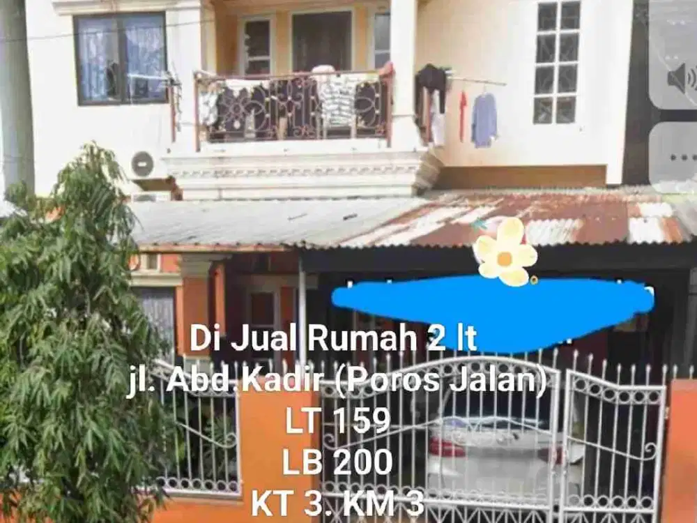 Di Jual Rumah 2 lt, jl.Abd.Kadir, Poros Jalan