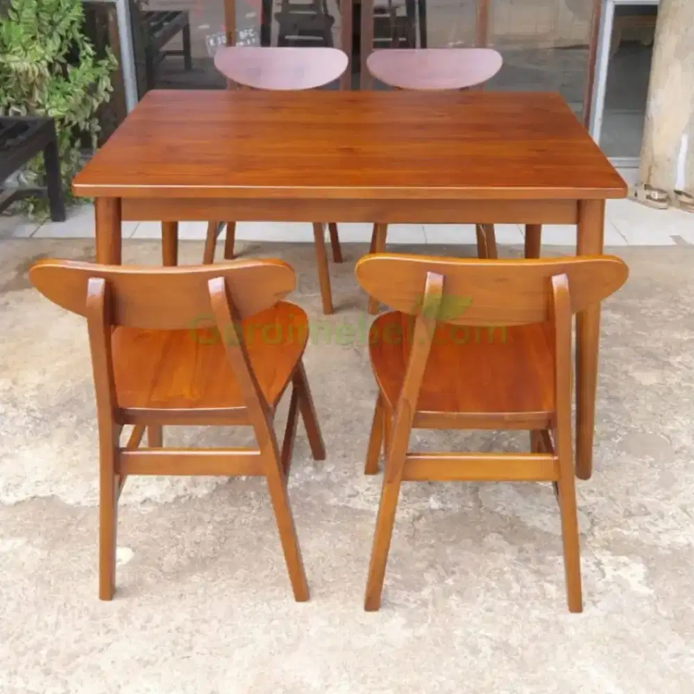 Meja makan set 4 meja 1 kayu jati kuat dan rapi