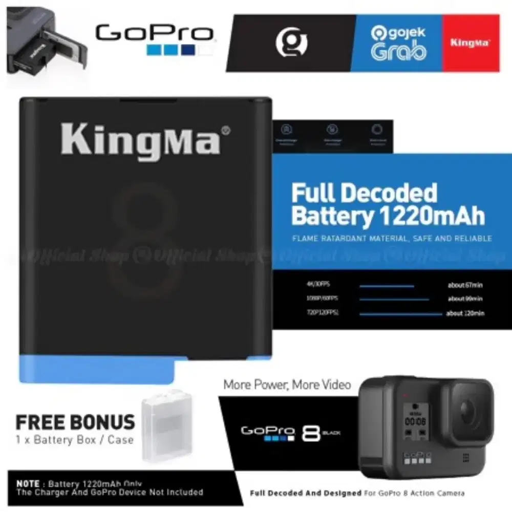 KingMa baterai gopro hero 5/6/7 black/8