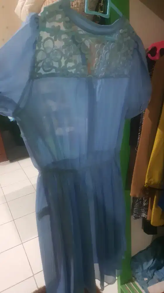 Dress wanita biru muda