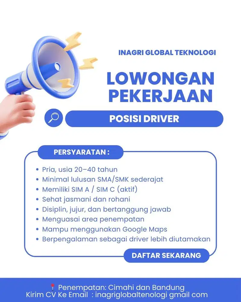 DICARI SECEPATNYA DRIVER PERUSAHAAN