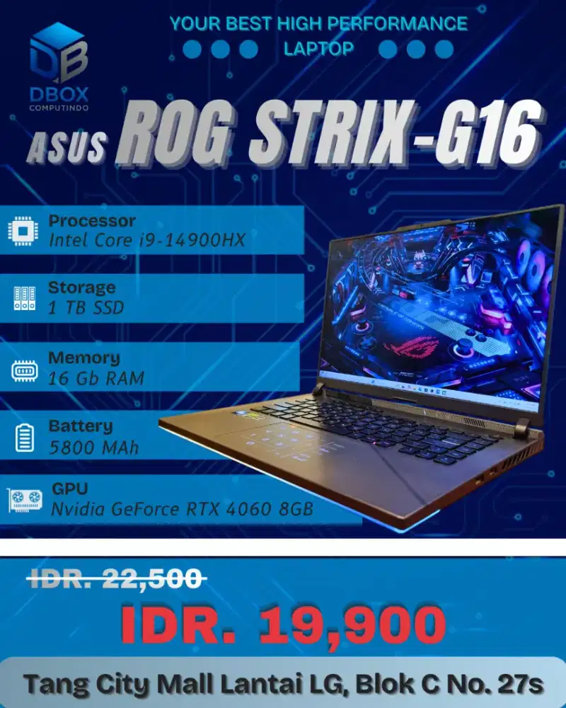 Asus ROG Strix G16 - intel Core i9 14900HX - RTX 4060 8GB