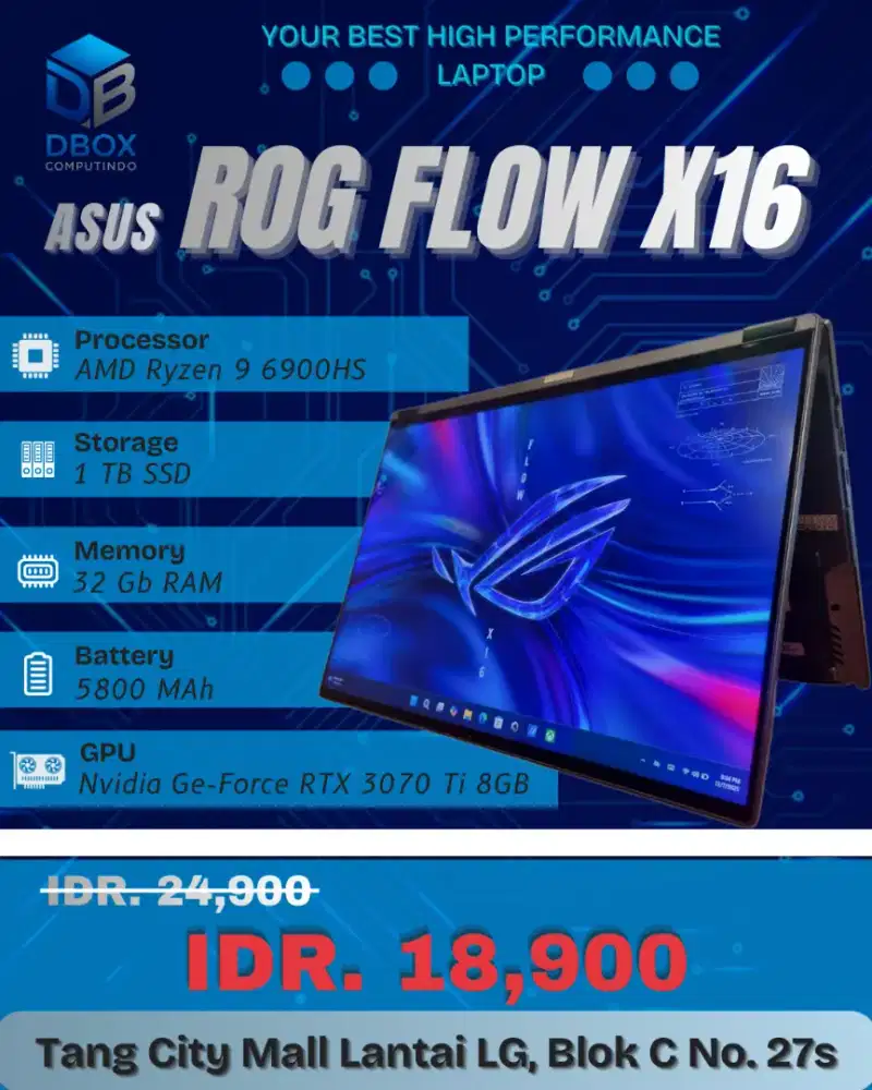 Asus ROG Flow X16 - Touchscreen x360 - RTX 3070 Ti