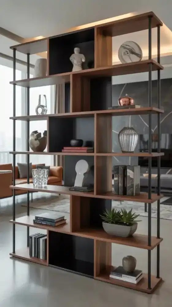 Partisi Modern Industrial Sekat Ruangan Rak Industrial Rak Pajangan