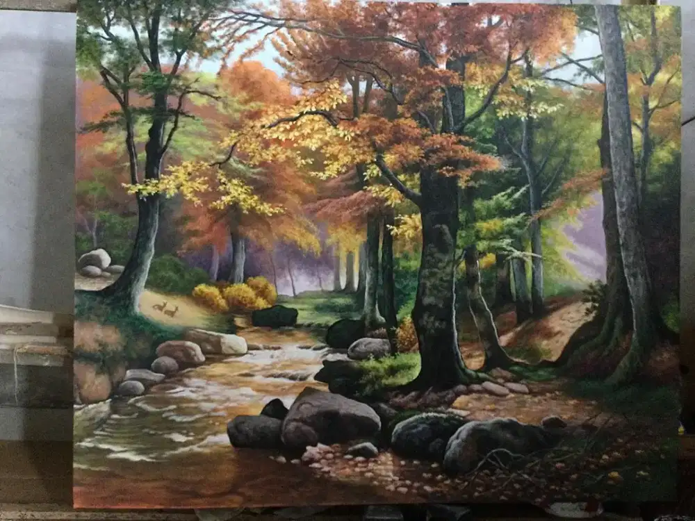 Dijual lukisan kanvas pemandangan 90x130 cm