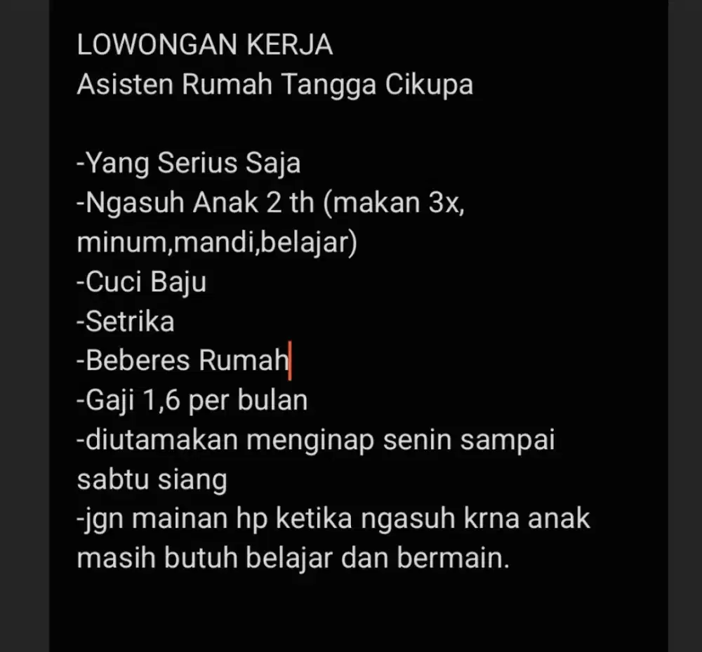 Cari ART Yaa yang niat