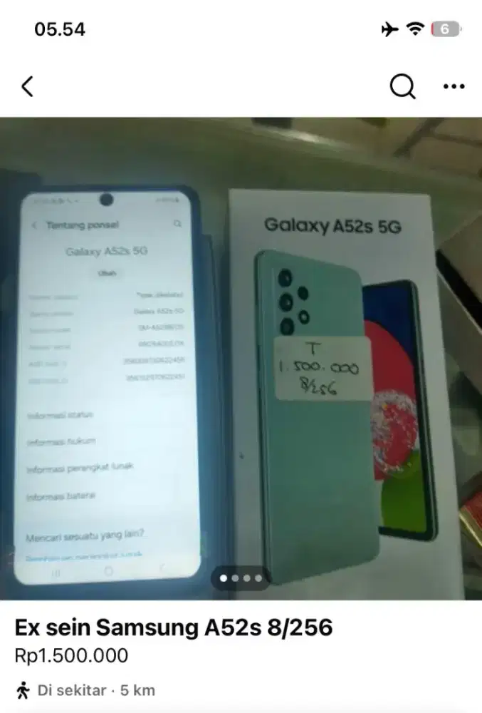 Murah hp Samsung A52s 5G 8/256 lkp, bs TT