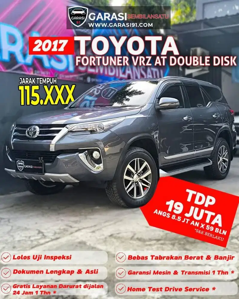 ‼️TDP 19 juta ‼️ Fortuner VRZ double Disk AT 2017  pajak  panjang 2027