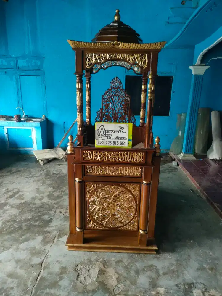 Mimbar masjid kuba ukiran terbaru full kayu jati