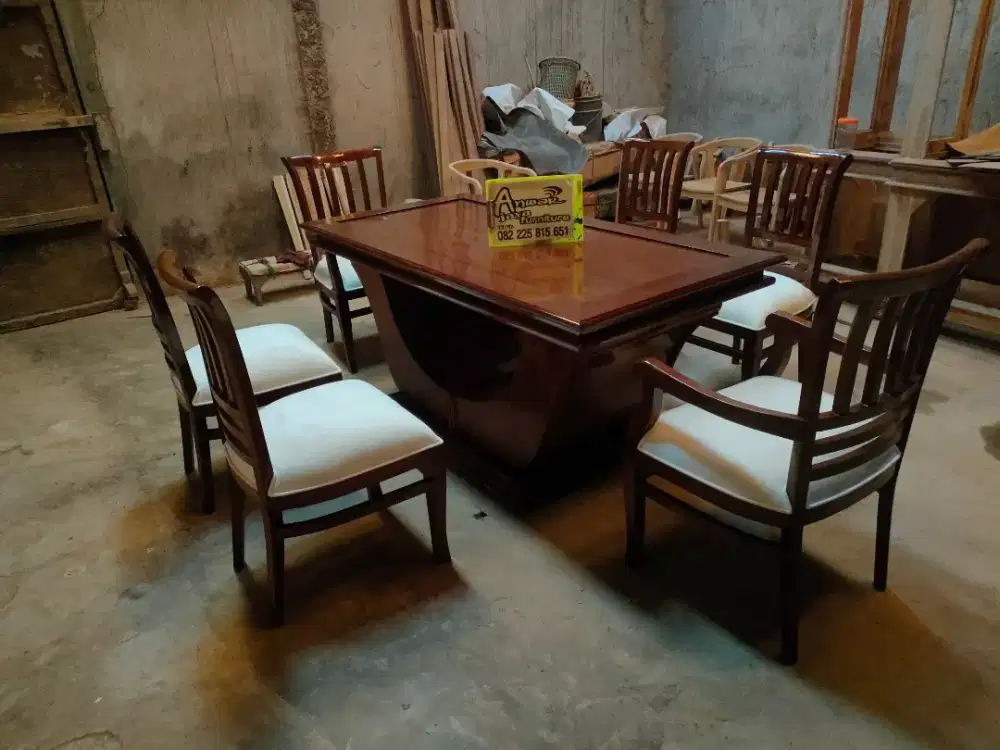 Meja makan minimalis klasik full kayu jati