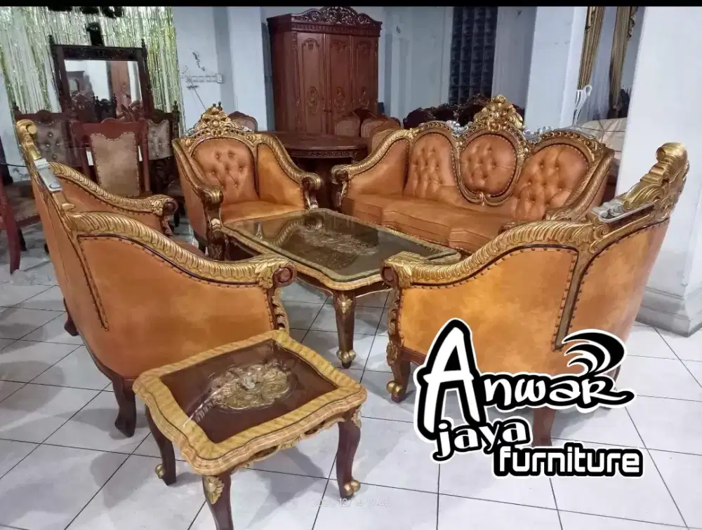 Kursi tamu sofa romawi Ganesha full kayu jati