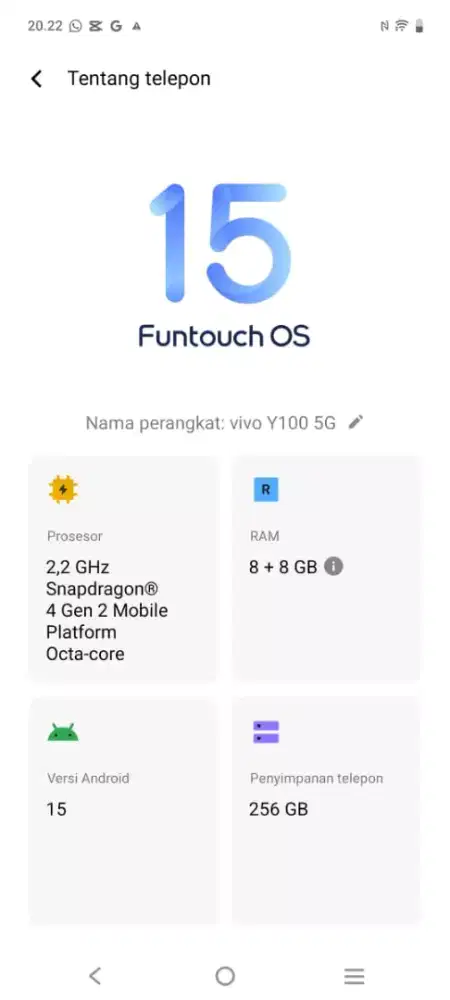 Dijual hp vivo y 100