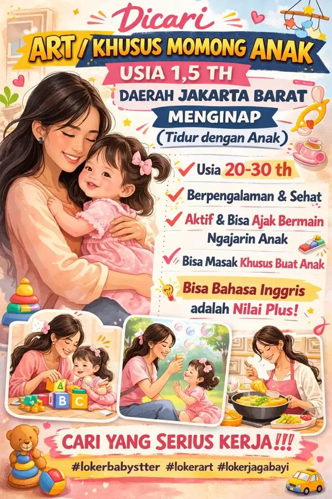 Dibutuhkan ART/ mba jaga anak momong