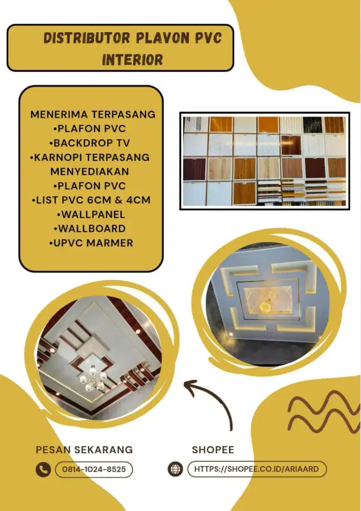 Menerima terpasang rapih plafon PVC include bahan dan jasa Termurah