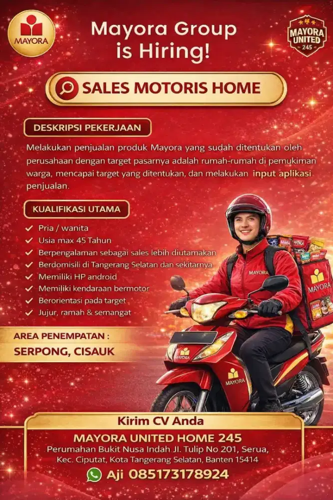 SALES MOTORIS MAYORA UNITED HOME SERPONG - CISAUK